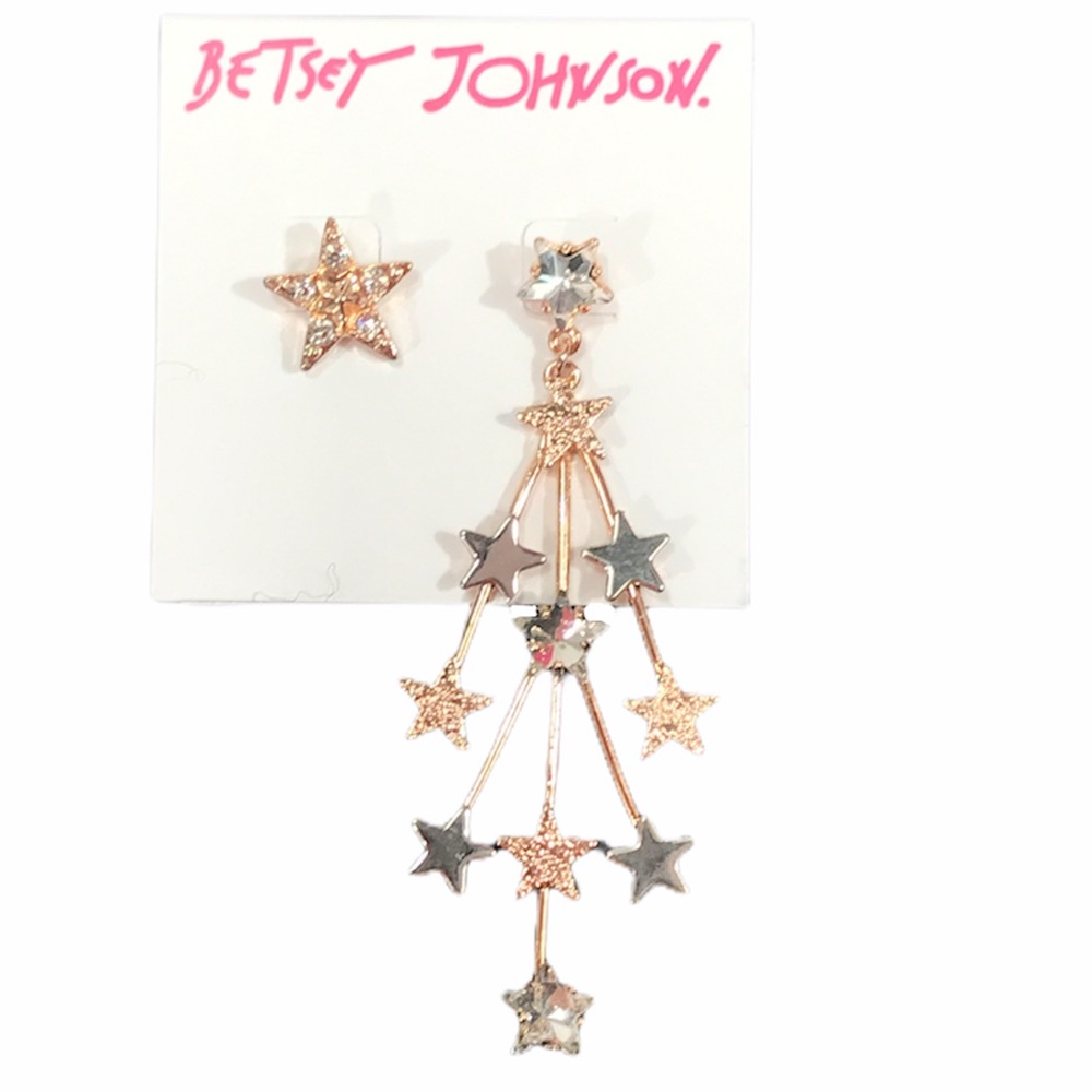 Betsey Johnson Get Your Wings Star Earrings, Gold